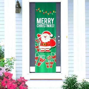 CHRISTMAS‎ Happy Holidays SANTA Door Banner Reusable Washable 84in NEW